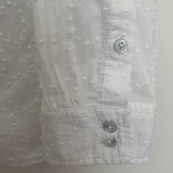 Talbots White Long Sleeve Collar Knobby Texture Shirt Size Petite Small - Picture 7 of 14